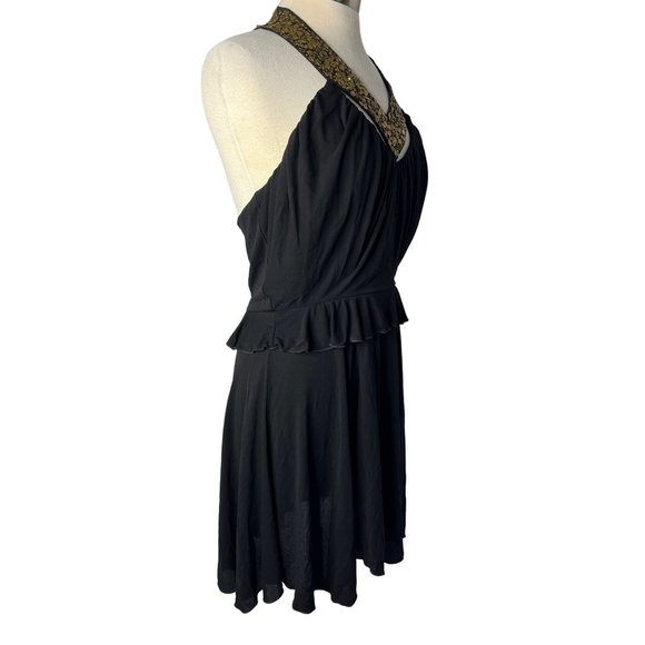 Development Black Halter Dress Medium Gold Sequence Open Back - Picture 4 of 13